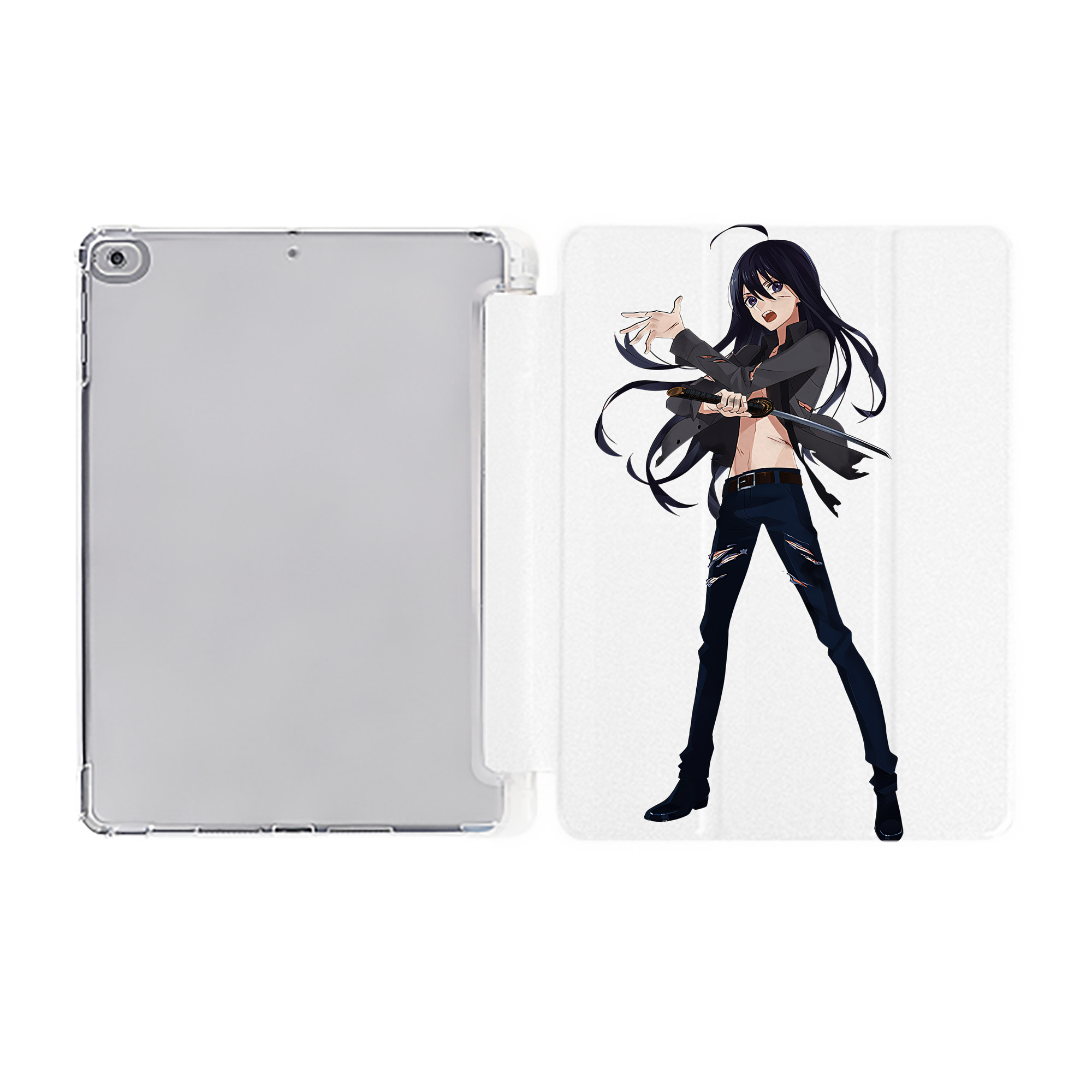 （画像用） 刀剣乱舞 Touken Ranbu IPad ケース ペン収納付き 三つ折りスタンド PUレザー×シリコン 対応機種9.5/10.5/10.9インチ